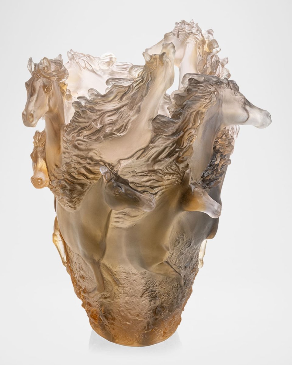 Cavalcade Glazed Brown Crystal Large Vase - 15"